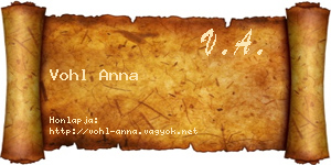 Vohl Anna névjegykártya